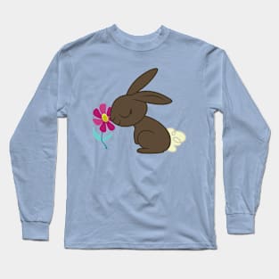 Bunny smelling a flower Long Sleeve T-Shirt